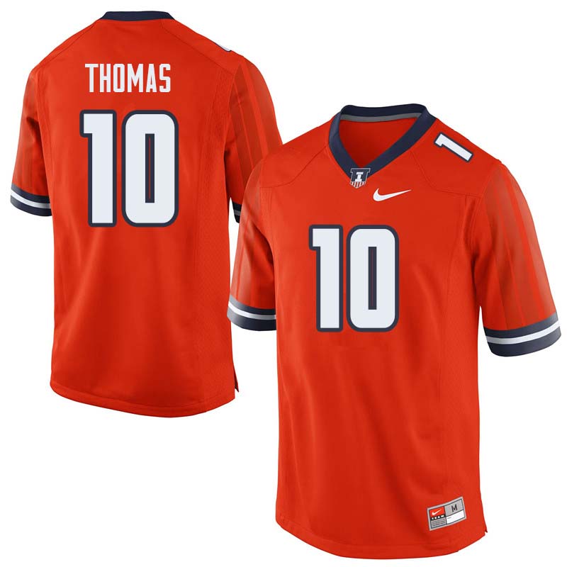 Men #10 Cam Thomas Illinois Fighting Illini College Football Jerseys Sale-Orange